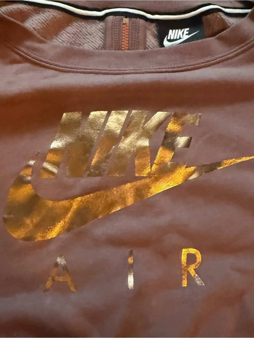 Nike Cropped Sweatshirt in Mauve with Rose Gold Logo